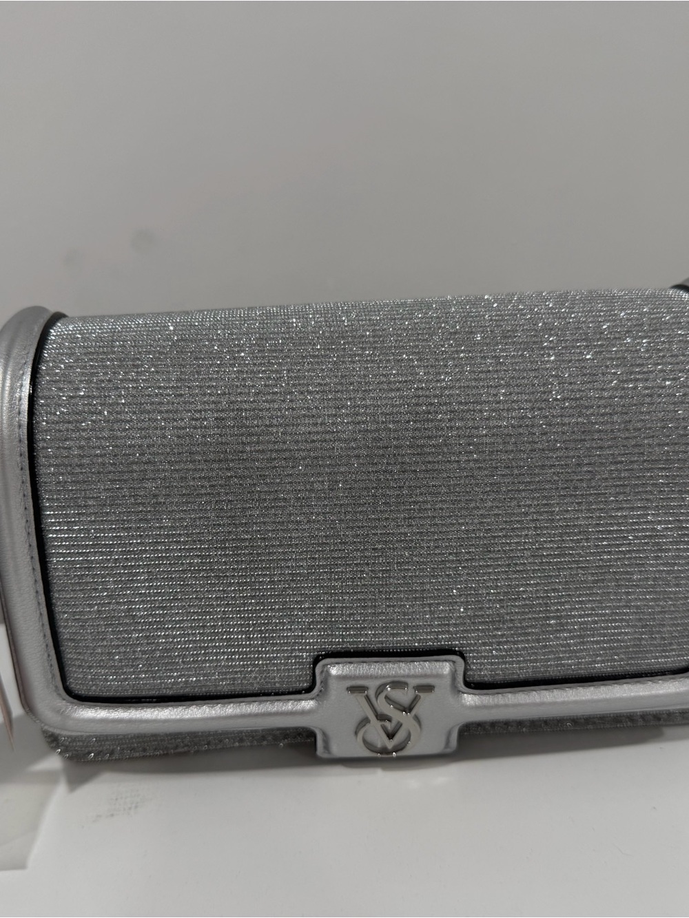 Victoria's Secret Silver Glitter Clutch with VS Emblem
